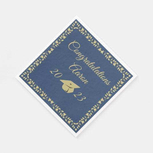 Classy Stylish Gold on Navy Graduation Party Serviette (Ecke)