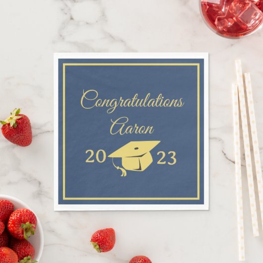 Classy Stylish Gold on Navy Graduation Party Serviette (Beispiel)