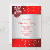 Classy Stylish red Baubles & Pearls Weihnachten Einladung (Vorderseite)