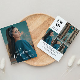 Classy Stylish Script Foto Collage Abschluss Ankündigung