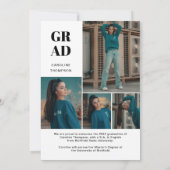 Classy Stylish Script Foto Collage Abschluss Ankündigung (Rückseite)