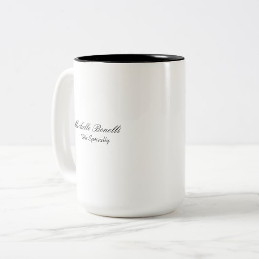 Classy Stylish Script Ihren Namen hinzufügen Zweifarbige Tasse (Vorderseite Links)