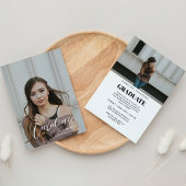 Classy Stylish Script Zwei Foto Abschluss Ankündigung