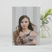 Classy Stylish Script Zwei Foto Abschluss Ankündigung (Stehend Vorderseite)