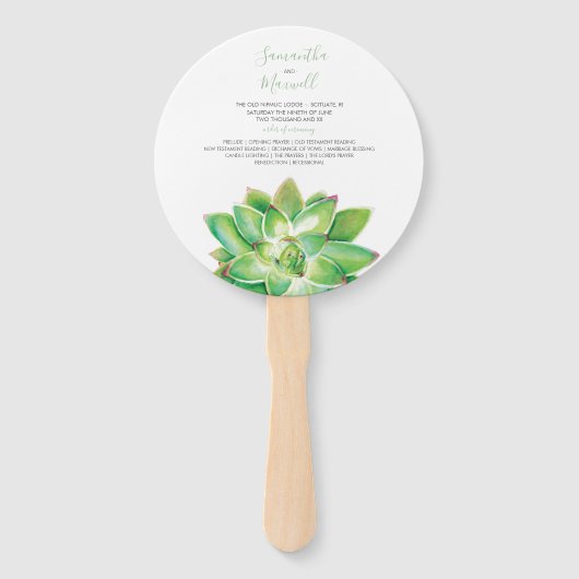 Classy Succulent Wedding Program Fan Fächer (Vorderseite)