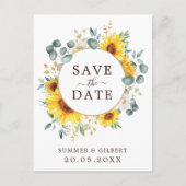 Classy Summer Sunflower Green Save the Date Ankündigungspostkarte (Vorderseite)