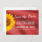 Classy Sunflower Red Fabric Save the Date Ankündigungspostkarte (Vorne/Hinten)