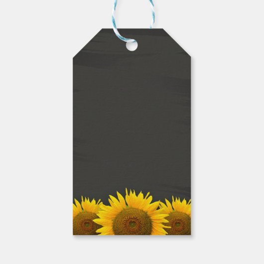 Classy Sunflowers Chalkboard Wedding Vielen Dank Geschenkanhänger (Rückseite)