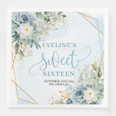 Classy Sweet 16th Watercolor Floral Gold Frame Serviette (Vorderseite)