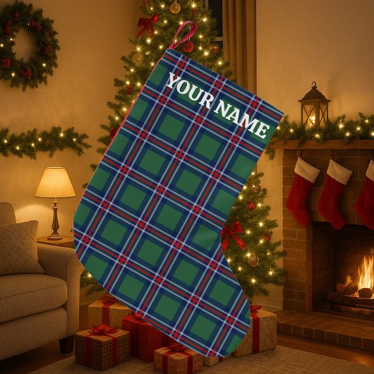 Classy tartan plaid pattern personalized kleiner weihnachtsstrumpf