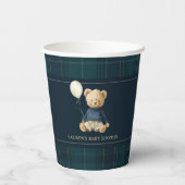 Classy Tartan Polo Bear Baby Shower Pappbecher (Rückseite)