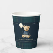 Classy Tartan Polo Bear Baby Shower Pappbecher (Vorderseite)