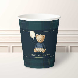 Classy Tartan Polo Bear Baby Shower Pappbecher