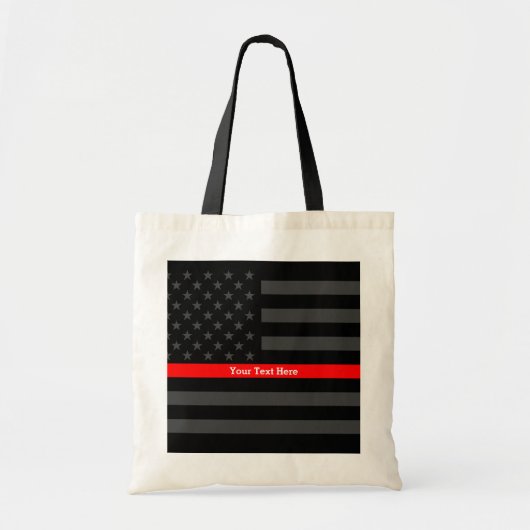 Classy Thin Red Line Personalisiert Black US Flag  Tragetasche (Vorne)