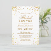 Classy Trendy Gold Confetti Dots Brautparty Einladung (Stehend Vorderseite)