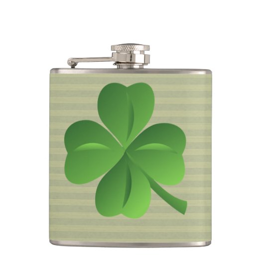 Classy Trendy Irish Lucky Kleeblatt Flachmann (Vorderseite)