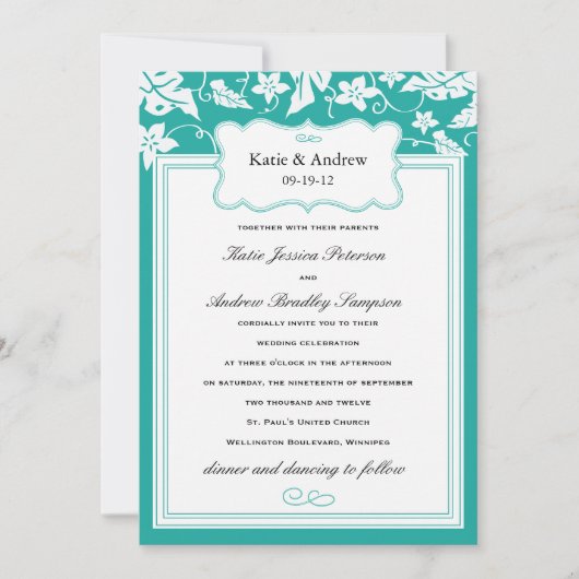 Classy Tropical Wedding Einladung Template (Vorderseite)