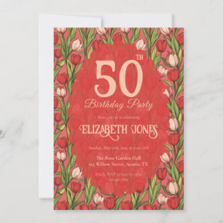 Classy Tulip Floral Spring Birthday Einladung