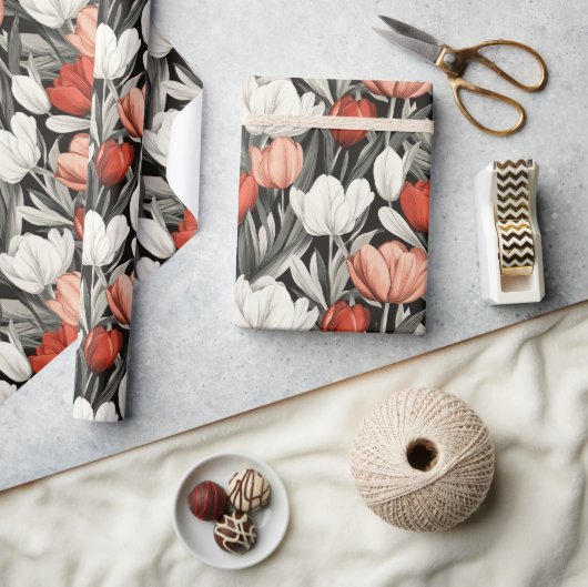 Classy Tulip Modern Wrapping Paper Geschenkpapier (Kunsthandwerk)