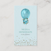 Classy Turquoise Balloon Glitzer Event Plane Visitenkarte (Vorderseite)