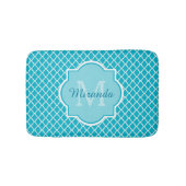 Classy Turquoise Blue Quatrefolie Monogramm und Na Badematte (Vorderseite)