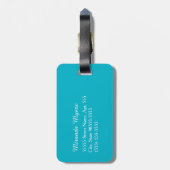 Classy Turquoise Blue Quatrefolie Monogramm und Na Gepäckanhänger (Rückseite vertikal)
