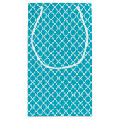 Classy Turquoise Blue Quatrefolie Monogramm und Na Kleine Geschenktüte (Rückseite)