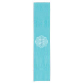 Classy Turquoise Blue Quatrefolie Monogramm und Na Kurzer Tischläufer (Vorderseite)