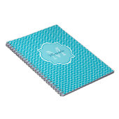 Classy Turquoise Blue Quatrefolie Monogramm und Na Notizblock (Rechte Seite)