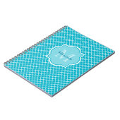 Classy Turquoise Blue Quatrefolie Monogramm und Na Notizblock (Linke Seite)