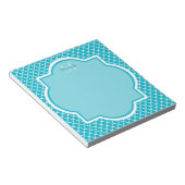Classy Turquoise Blue Quatrefolie Monogramm und Na Notizblock (angewinkelt)