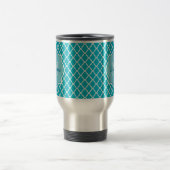 Classy Turquoise Blue Quatrefolie Monogramm und Na Reisebecher (Mittel)