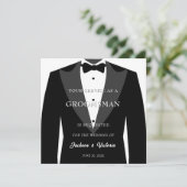 Classy Tuxedo Trauzeuge Einladung (Stehend Vorderseite)