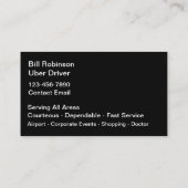 Classy Uber Driver Transportation Business Cards Visitenkarte (Rückseite)