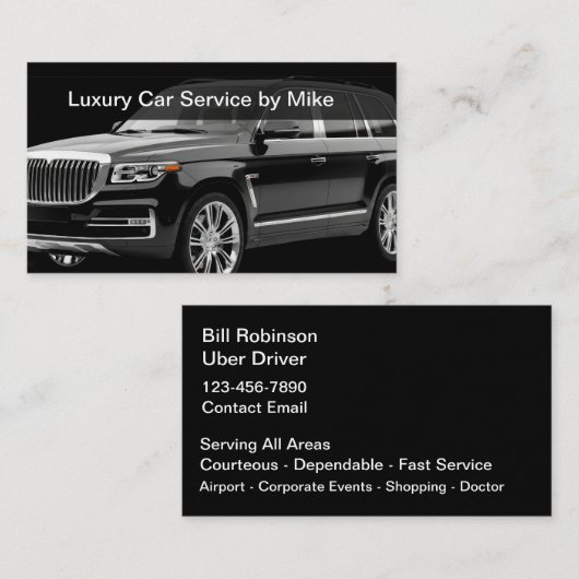 Classy Uber Driver Transportation Business Cards Visitenkarte (Vorne/Hinten)