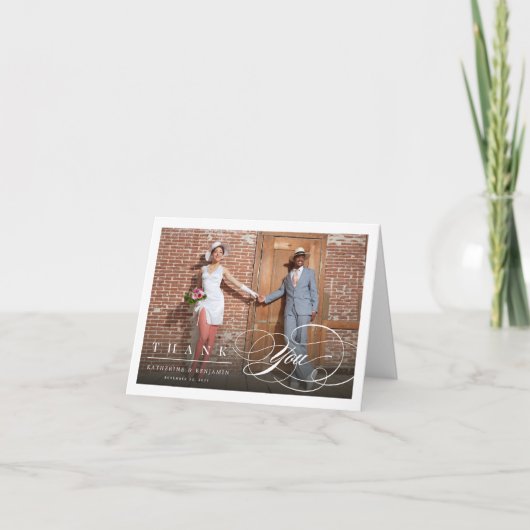 Classy und elegante Script-Foto Hochzeit Vielen Da (Vorderseite)