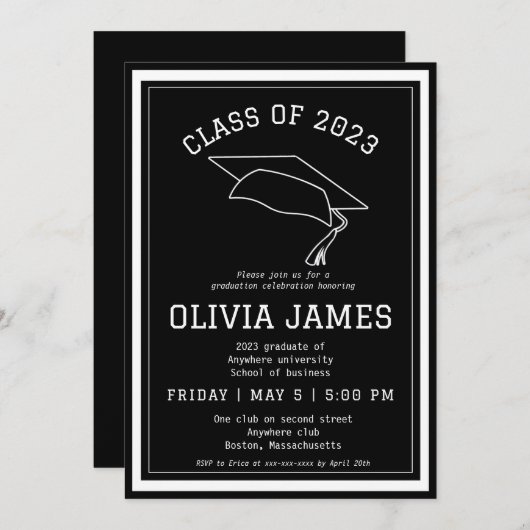 Classy Uni-Abschluss Party Einladung (Vorne/Hinten)