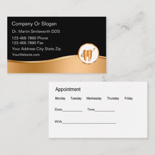 Classy Unique Dentist Termine Business Cards (Vorne/Hinten)