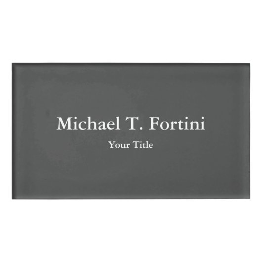 Classy Unique Gray Trendy Elegant Namenschild (Vorderseite)