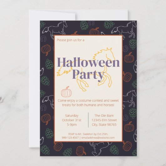 Classy Upscale Horse Barse Halloween-Party Einladung (Vorderseite)