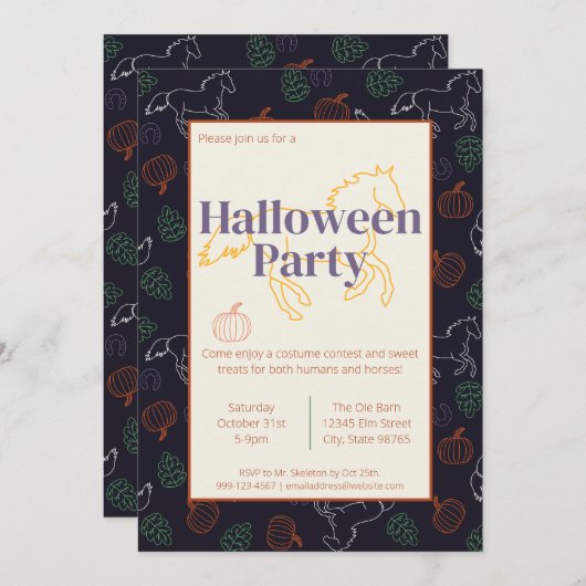 Classy Upscale Horse Barse Halloween-Party Einladung (Vorne/Hinten)