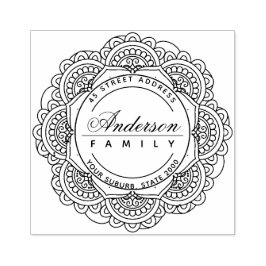 CLASSY VERZIERT CUSTOM FAMILIENNAME RÜCKSENDEADRES GUMMISTEMPEL