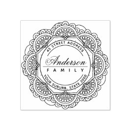 CLASSY VERZIERT CUSTOM FAMILIENNAME RÜCKSENDEADRES GUMMISTEMPEL