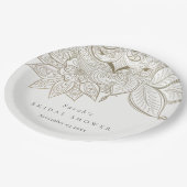 Classy Verziert Paisley Ivory Gold Brautparty Pappteller (Schrägansicht)
