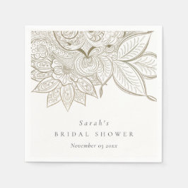 Classy Verziert Paisley Ivory Gold Brautparty Serviette