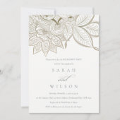 Classy Verziert Paisley Ivory Gold Verlobung Einla Dankeskarte (Vorderseite)