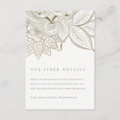 Classy Verziert Paisley Ivory Gold Wedding Details Begleitkarte (Vorderseite)