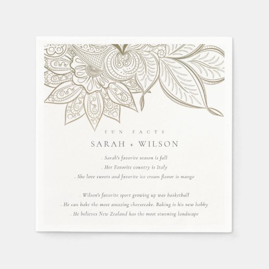 Classy Verziert Paisley Ivory Gold Wedding Fun Fak Serviette (Vorderseite)