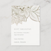 Classy Verziert Paisley Ivory Gold Wedding Registr Begleitkarte (Vorderseite)