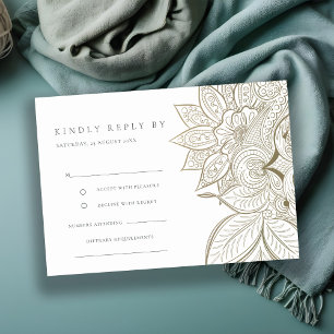 Classy Verziert Paisley Ivory Gold Wedding RSVP Begleitkarte